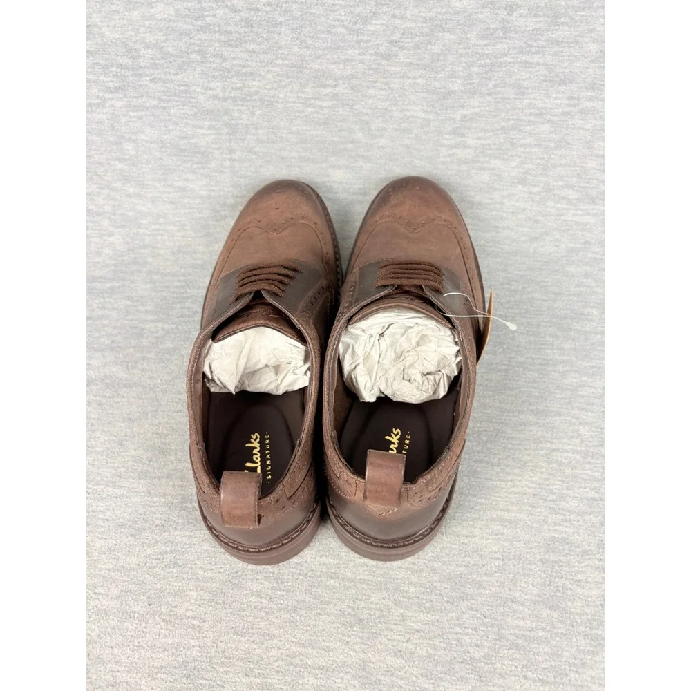 Clarks Aldwin Limit Brown Leather Wingtip Oxford Dress Shoes Mens 9.5 M 83254